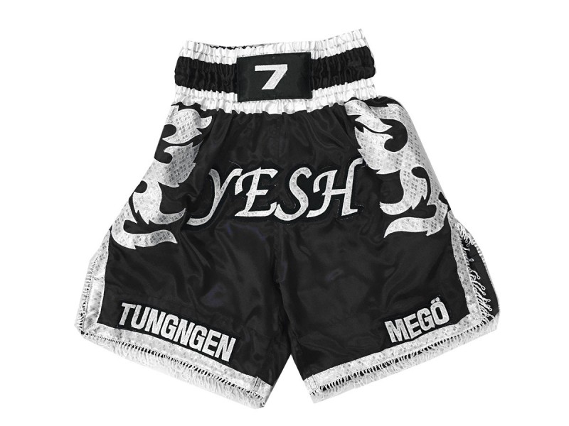 Customize Black Boxing Shorts , Design your own Boxing Trunks :  KNBXCUST-2033-Black