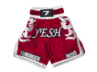 Customize Red Boxing Shorts , Design your own Boxing Trunks : KNBXCUST-2033-Red