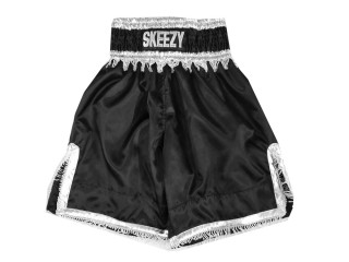 Custom Black Boxing Shorts , Design your own Boxing Trunks : KNBXCUST-2034-Black