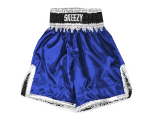 Custom Blue Boxing Shorts , Design your own Boxing Trunks : KNBXCUST-2034-Blue