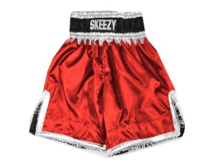 Custom Red Boxing Shorts , Design your own Boxing Trunks : KNBXCUST-2034-Red