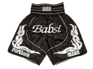 Custom Black Boxing Shorts, Design your own Boxing Trunks : KNBXCUST-2035-Black