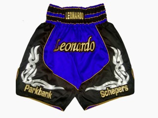 Personalised Design your own Boxing Pants : KNBXCUST-2035-Blue-Black 