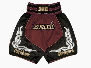 Custom Maroon Boxing Shorts , Design your own Boxing Trunks : KNBXCUST-2035-Maroon-Black