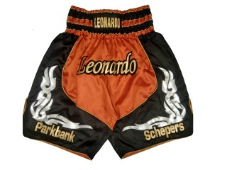 Custom Orange Boxing Shorts , Design your own Boxing Pants : KNBXCUST-2035-Orange-Black