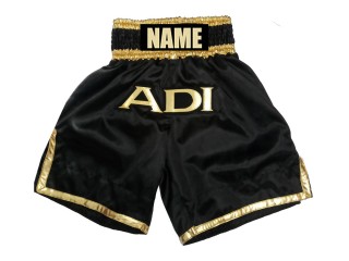 Custom Black Boxing Shorts , Design your own Boxing Trunks : KNBXCUST-2036-Black