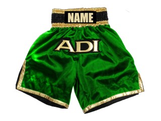 Custom Green Boxing Shorts , Design your own Boxing Trunks : KNBXCUST-2036-Green