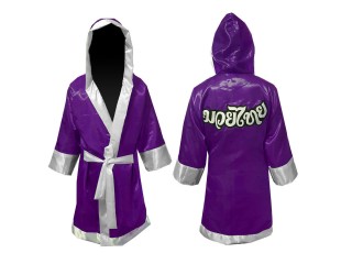 Personalize Kanong Purple Boxing Robe with hood : Purple