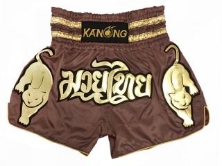 Kanong Tiger Muay Thai Shorts: KNS-135-LightBrown