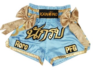 Personalised Ribbon lightblue Muay Thai Shorts : KNSCUST-1148