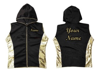 KANONG Custom Muay Thai Hoodies / Walk in Jacket : Black/Gold