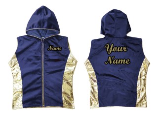 KANONG Custom Muay Thai Hoodies / Walk in Jacket : Navy/Gold