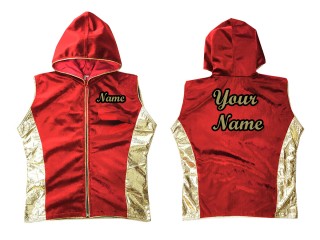 KANONG Custom Muay Thai Hoodies / Walk in Jacket : Red/Gold