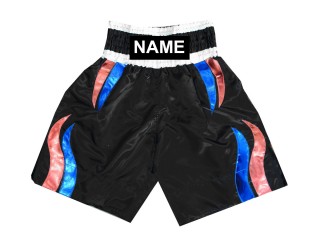 Custom Embroidery Boxing Shorts : KNBSH-028-Black