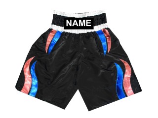 Custom Embroidery Boxing Shorts : KNBSH-028-Black Flame