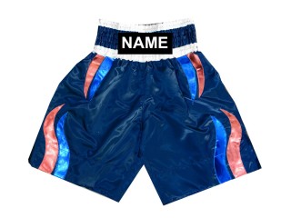 Custom Embroidery Navy Boxing Shorts : KNBSH-028-Navy Flame