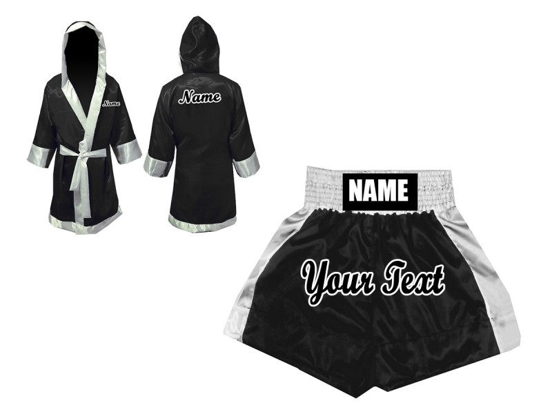 Custom Boxing Robe and Boxing Shorts : Black