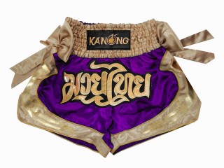 Kanong Ribbon Muay Thai boxing Shorts : KNS-132-Purple