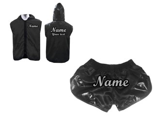 Personalized Kanong Muay Thai Hoodies and Muay Thai Shorts : 202 Retro Black