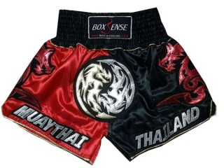 Boxsense Dragon Muay Thai Boxing shorts : BXS-003-Red-Black