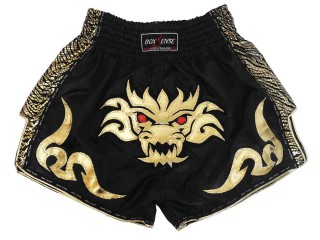 Boxsense Retro Muay Thai Shorts : BXSRTO-026-Black