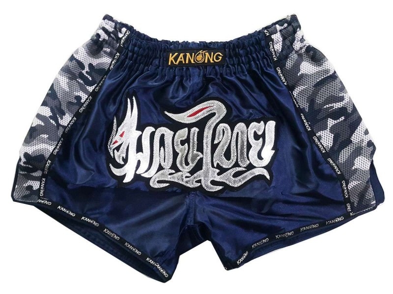 Kanong Retro Muay Thai Shorts : KNSRTO-231-Navy