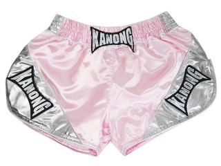 Kanong Woman Retro Thai Boxing Shorts : KNSRTO-201-Pink-Silver