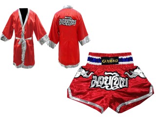 Personalized Muay Thai outfit - Boxing Robe and Muay Thai Shorts : 125-Red